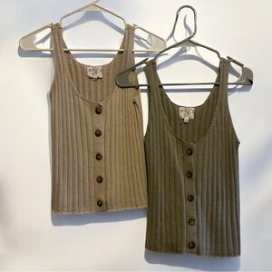 Hippie Rose Tan and Green Tank Tops - buy together or separately.